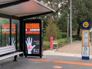 The bus station LED Totem in Sydney, Australia