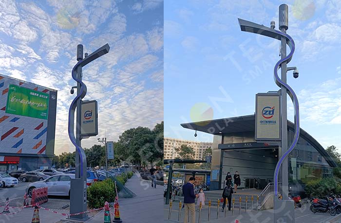 Outdoor pole LED banner installed at Shenzhen Fuyong Subway Station