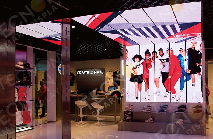 Immersive shopping experience with LED screens inside Fila flagship store