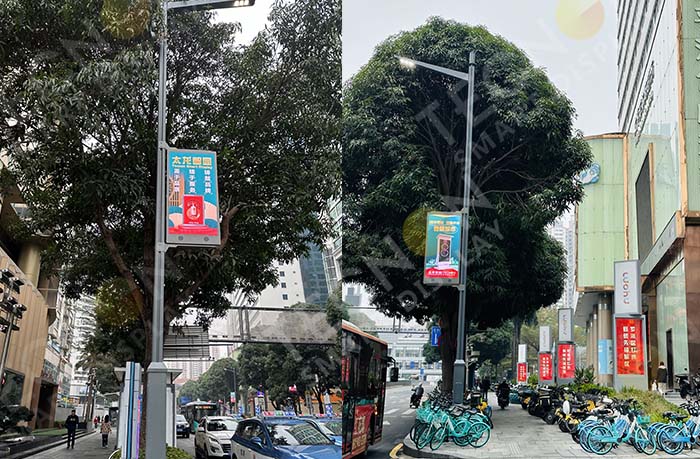 Outdoor street pole LED display in Luohu MixC