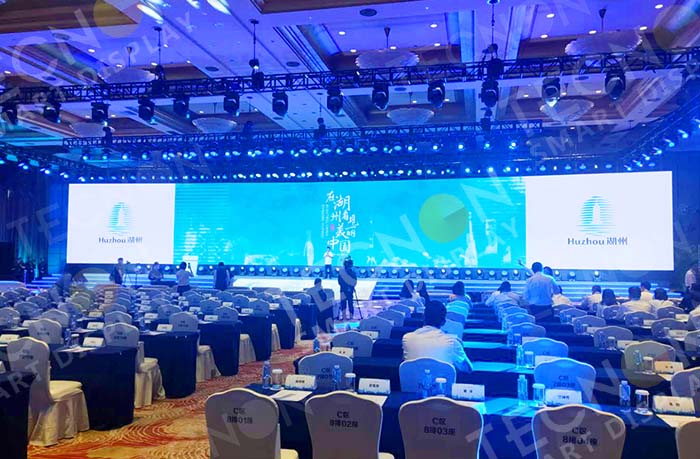 Indoor P2.97 LED backdrop display at Shanghai International Convention Center