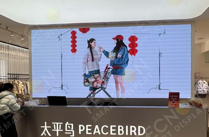 LED wall display for retail store