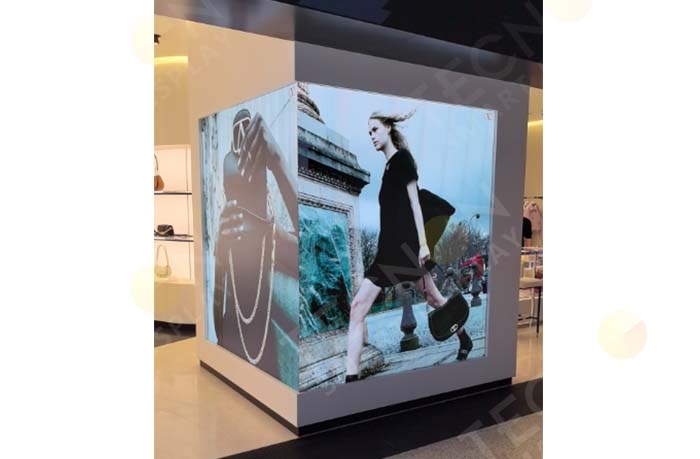 High-end LED display panels inside a Valentino store delivering premium visual images.