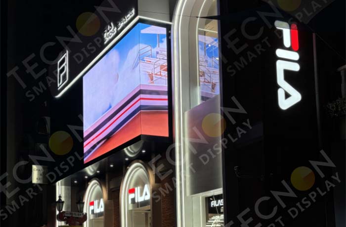 Close-up of outdoor LED display with waterproof and dustproof coating for long-term durability.
