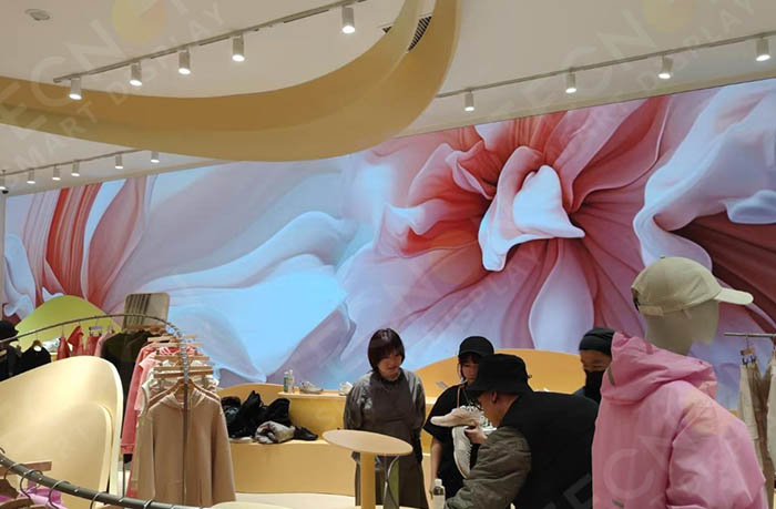 ecco Sanlitun store indoor LED wall screen (side view)